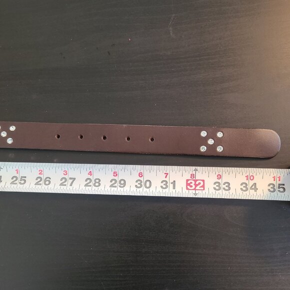 Vintage The Limited Leather Made in Italy Rhinestone Studded Belt Black Classic - Picture 6 of 8